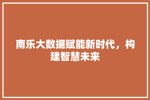 南乐大数据赋能新时代，构建智慧未来