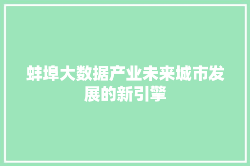 蚌埠大数据产业未来城市发展的新引擎  第1张