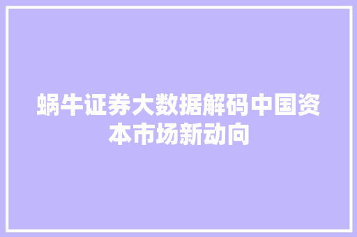 蜗牛证券大数据解码中国资本市场新动向