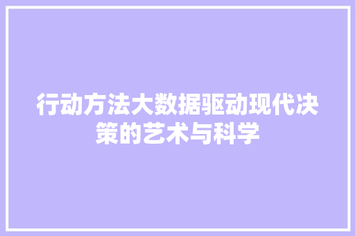 行动方法大数据驱动现代决策的艺术与科学