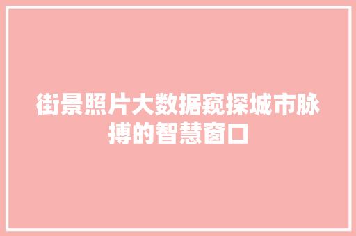 街景照片大数据窥探城市脉搏的智慧窗口  第1张