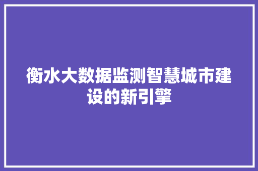衡水大数据监测智慧城市建设的新引擎  第1张