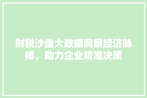 财税沙盘大数据洞察经济脉搏，助力企业精准决策  第1张