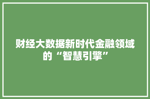 财经大数据新时代金融领域的“智慧引擎”  第1张