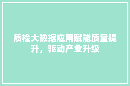 质检大数据应用赋能质量提升，驱动产业升级  第1张