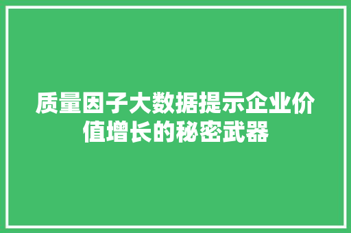 质量因子大数据提示企业价值增长的秘密武器  第1张