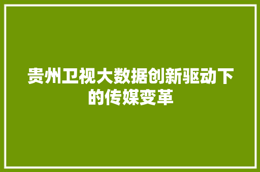 贵州卫视大数据创新驱动下的传媒变革