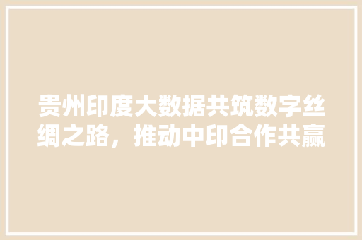 贵州印度大数据共筑数字丝绸之路，推动中印合作共赢
