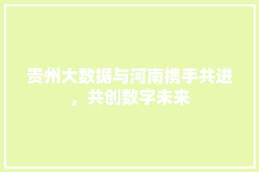 贵州大数据与河南携手共进，共创数字未来