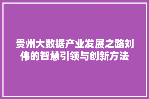 贵州大数据产业发展之路刘伟的智慧引领与创新方法  第1张