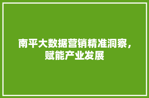 南平大数据营销精准洞察，赋能产业发展