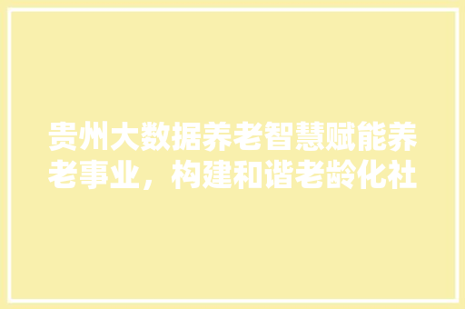 贵州大数据养老智慧赋能养老事业，构建和谐老龄化社会