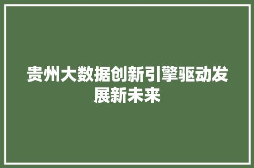 贵州大数据创新引擎驱动发展新未来  第1张
