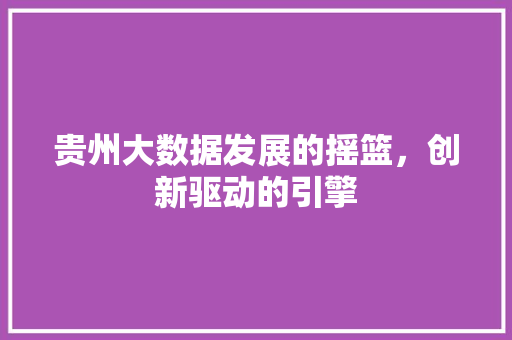 贵州大数据发展的摇篮，创新驱动的引擎  第1张