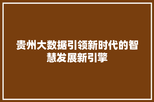 贵州大数据引领新时代的智慧发展新引擎