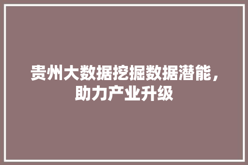 贵州大数据挖掘数据潜能，助力产业升级  第1张