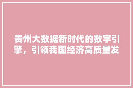 贵州大数据新时代的数字引擎，引领我国经济高质量发展  第1张