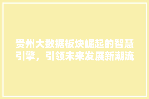 贵州大数据板块崛起的智慧引擎，引领未来发展新潮流