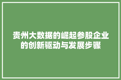贵州大数据的崛起参股企业的创新驱动与发展步骤  第1张