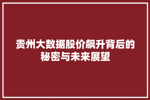 贵州大数据股价飙升背后的秘密与未来展望  第1张