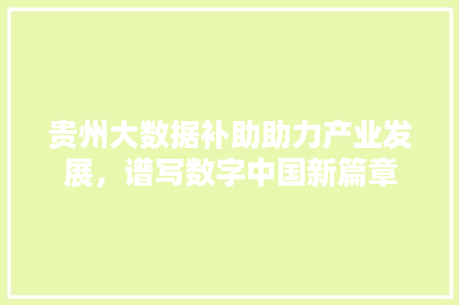 贵州大数据补助助力产业发展，谱写数字中国新篇章  第1张
