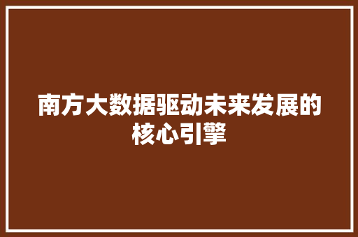 南方大数据驱动未来发展的核心引擎