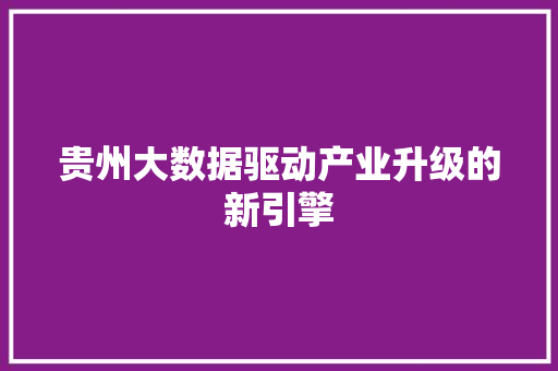 贵州大数据驱动产业升级的新引擎  第1张