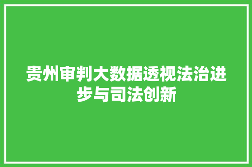 贵州审判大数据透视法治进步与司法创新