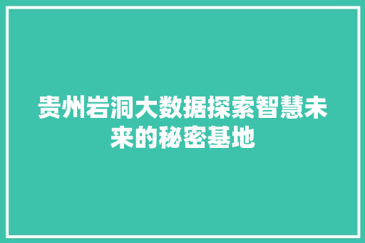 贵州岩洞大数据探索智慧未来的秘密基地  第1张