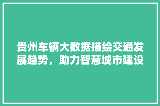 贵州车辆大数据描绘交通发展趋势，助力智慧城市建设  第1张