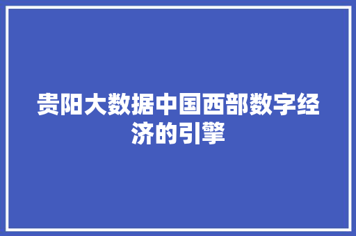 贵阳大数据中国西部数字经济的引擎