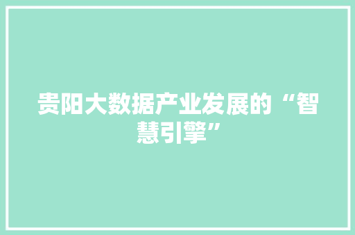 贵阳大数据产业发展的“智慧引擎”  第1张