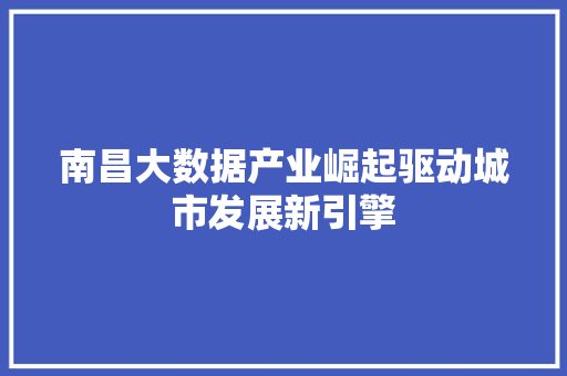 南昌大数据产业崛起驱动城市发展新引擎  第1张