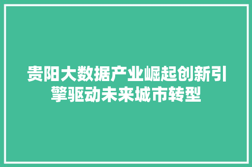 贵阳大数据产业崛起创新引擎驱动未来城市转型  第1张