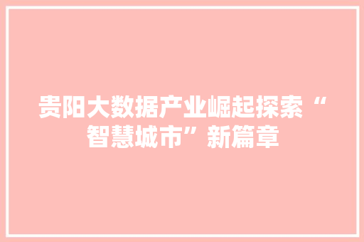贵阳大数据产业崛起探索“智慧城市”新篇章  第1张