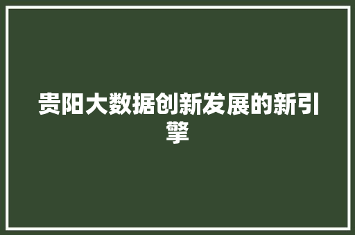 贵阳大数据创新发展的新引擎  第1张