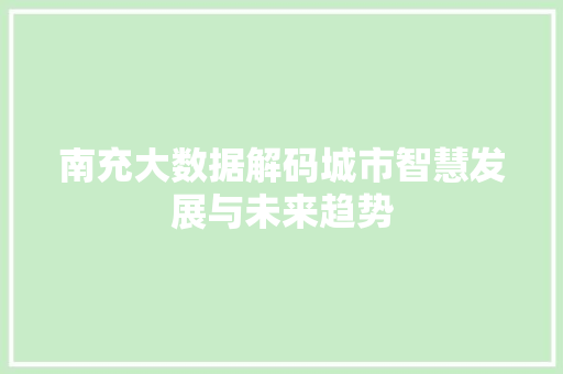 南充大数据解码城市智慧发展与未来趋势