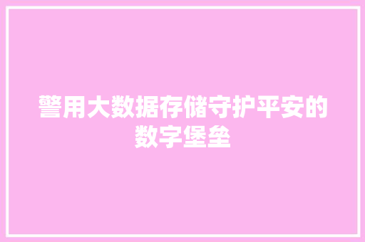 警用大数据存储守护平安的数字堡垒
