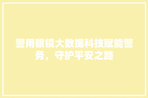 警用眼镜大数据科技赋能警务，守护平安之路