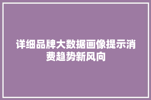 详细品牌大数据画像提示消费趋势新风向