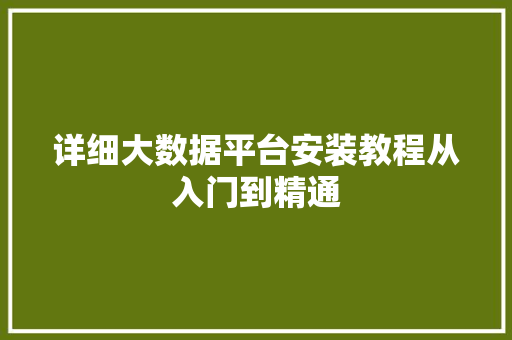详细大数据平台安装教程从入门到精通  第1张
