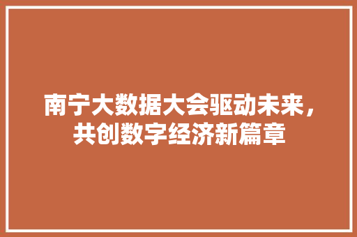 南宁大数据大会驱动未来，共创数字经济新篇章  第1张