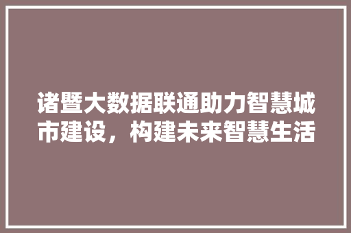 诸暨大数据联通助力智慧城市建设，构建未来智慧生活蓝图