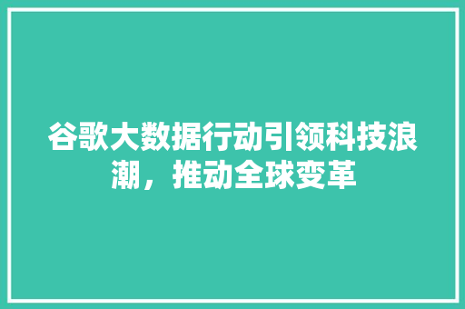 谷歌大数据行动引领科技浪潮，推动全球变革