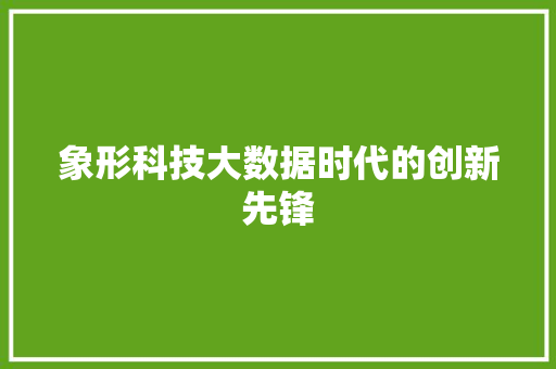象形科技大数据时代的创新先锋  第1张