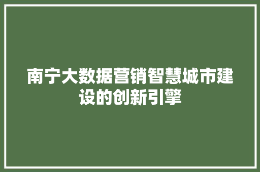 南宁大数据营销智慧城市建设的创新引擎  第1张