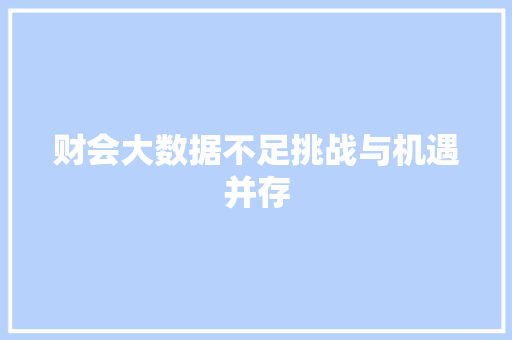 财会大数据不足挑战与机遇并存