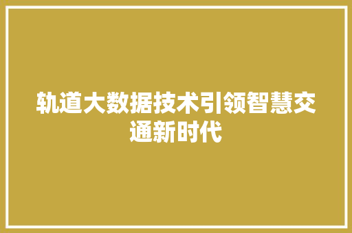 轨道大数据技术引领智慧交通新时代