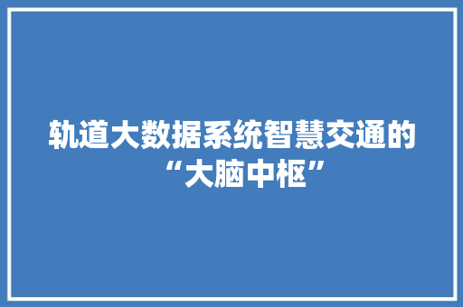 轨道大数据系统智慧交通的“大脑中枢”