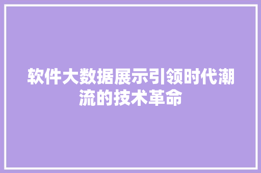 软件大数据展示引领时代潮流的技术革命
